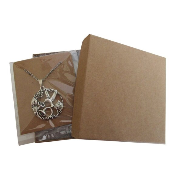 New Hummingbird and Floral Pendant Necklace - Nature Bird Jewelry - Gift Boxed - Picture 8 of 8